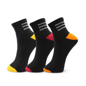 3 Pack Full-Terry Low-Cut Men's Socks – Black Combo with Color Heel & Toe