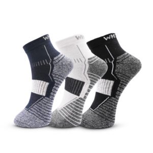 3 Pairs Men’s Sneaker Half-Terry Low-Cut Socks, Free Size – Black, White, Navy Blue