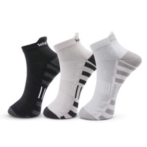 Men’s Sneaker Half-Terry Low-Cut Socks – 3 Pairs, Free Size – Black, Light Grey, White