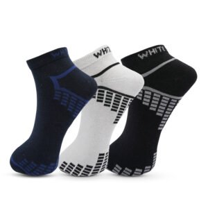 Men's Sneaker Low-Cut Socks – 3 Pairs, Free Size – Black, Light Grey, Navy