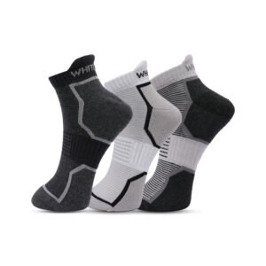 3 Pack Terry Low Cut Socks - Light Grey, Black and White.