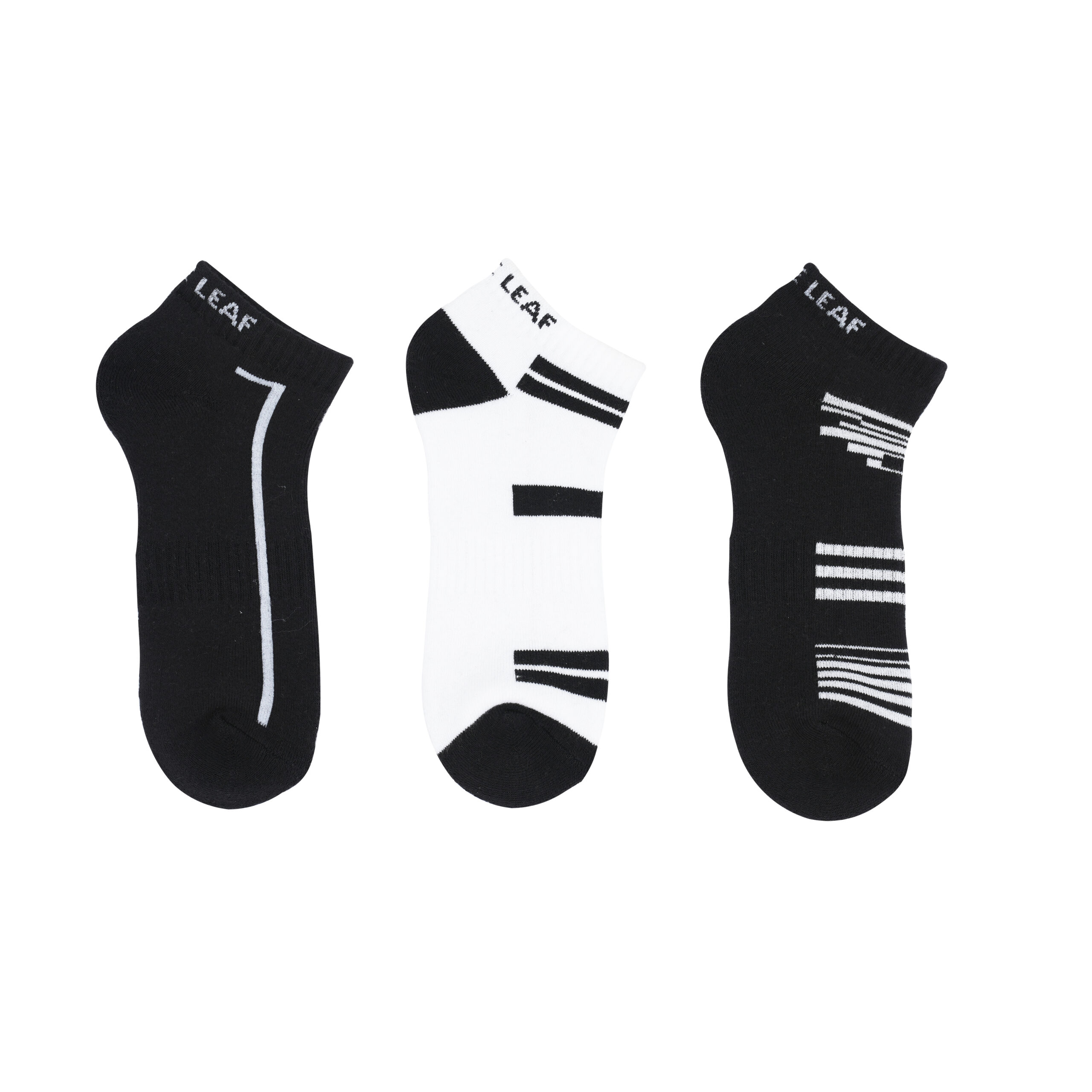 White Leaf Men's Sneaker Full-Terry Low-Cut Socks – 3 Pairs, Full Cushioned, Free Size – Black, Navy, White