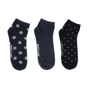 White Leaf Men's Corporate Ankle Socks – 3 Pairs, Comfortable Fit, Free Size – Navy Combo
