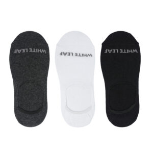 WHITE LEAF Men’s No-Show Socks WL-NS-CR-MS-01 – 3 Pairs, Combed Cotton, Anti-Slip, UAE Free Size