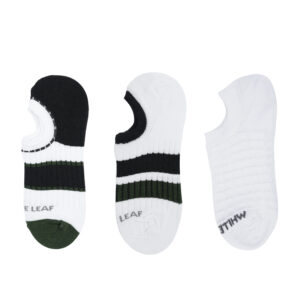 White Leaf Men's No-Show Socks – 3 Pairs, Anti-Slip Silicone, Free Size – White Combo