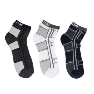 White Leaf Men's Sports Full-Terry Ankle Socks – 3 Pairs, Full Cushioned, Free Size – Black, Grey, Navy