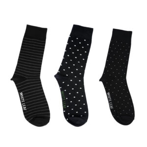White Leaf Men's Corporate Crew Socks – 3 Pairs, Full-Length Comfort, Free Size – Same Combo