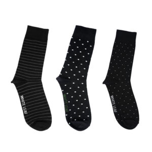 White Leaf Men's Corporate Crew Socks – 3 Pairs, Full-Length Comfort, Free Size – Same Combo