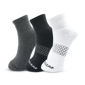 3 Pairs Ankle Socks Soft Cotton Antibacterial – Black, White, Dark Grey