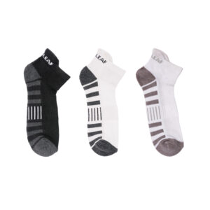 White Leaf Men's Sneaker Half-Terry Low-Cut Socks – 3 Pairs, Half Cushioned, Free Size – Black, Light Grey, White