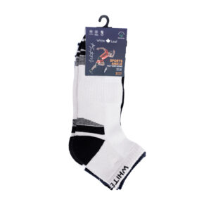 White Leaf Men's Half-Terry Ankle Socks – 3 Pairs, Half Cushioned, Free Size – Black, Light Grey, Navy