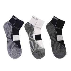 White Leaf Men's Sneaker Half-Terry Low-Cut Socks – 3 Pairs, Half Cushioned, Free Size – Black, White, Navy