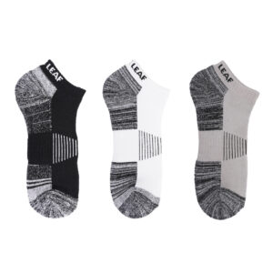 White Leaf Men's Sneaker Full-Terry Low-Cut Socks – 3 Pairs, Full Cushioned, Free Size – Black, Navy, White with Twisted Foot