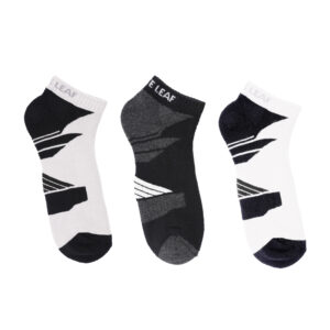 White Leaf Men's Sneaker Full-Terry Low-Cut Socks – 3 Pairs, Full Cushioned, Free Size – Black, Grey, White