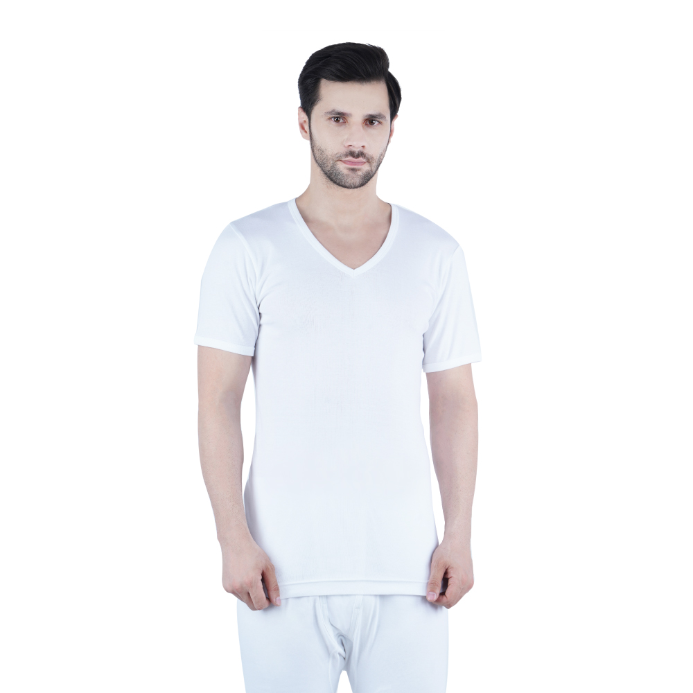 WHITE LEAF V-NECK VEST HALF SLEEVE WHITE 3PCS WLVNSUG-03-S 1 Piece