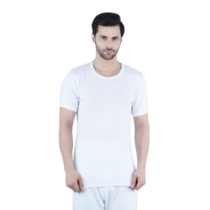 WHITE LEAF ROUND NECK VEST HALF SLEEVE WHITE 3PCS WLRNSUG-02-S 1 Piece