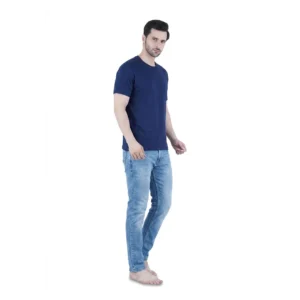 Men's Round Neck T-Shirt – 100% Combed Cotton Casual Wear.Blue