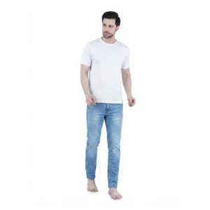 Men's Round Neck T-Shirt – 100% Combed Cotton Casual Wear, White.