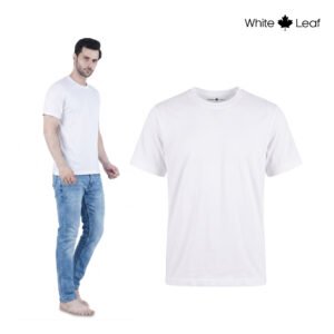 Men's Round Neck T-Shirt – 100% Combed Cotton Casual Wear, White.