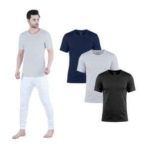 Men's Round Neck Undershirt Vest 3PCS Pack. Black/Grey/Navy