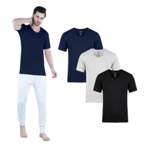 Men's U-Neck Vest 3PCS Pack, Black/Grey/Navy